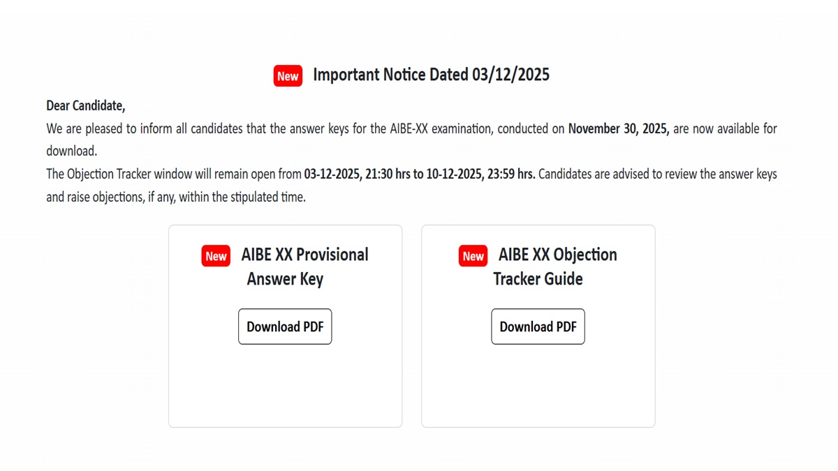 AIBE 20 Answer Key 2025 Released